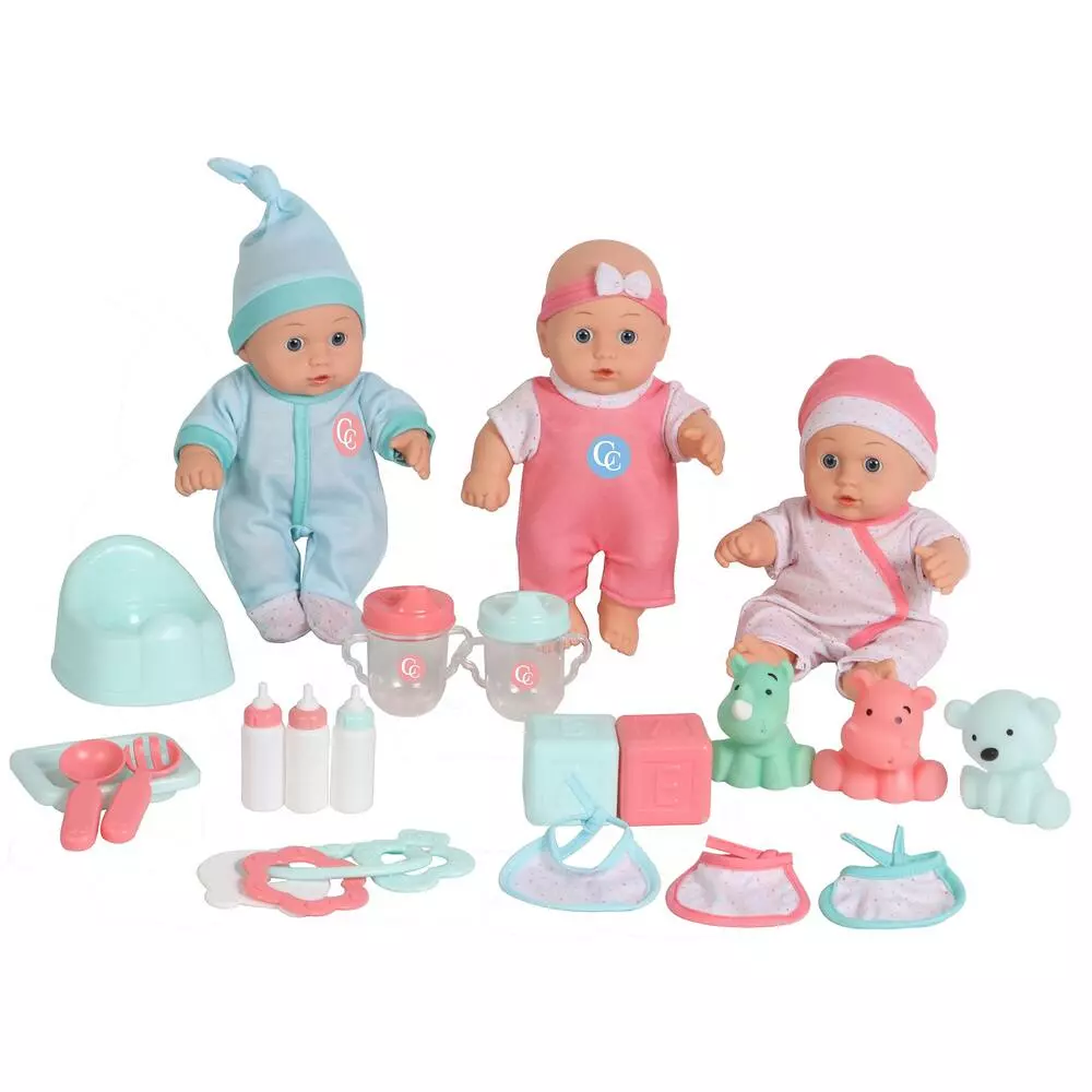 CERISE & CAPUCINE COFFRET 3 POUPEES LES TRIPLES 23 CM