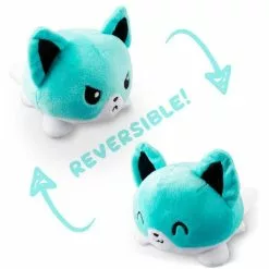 Teeturtle PELUCHE FOX RENARD MIGNON HUMEUR REVERSIBLE DOUBLE FACE -BLEU ET BLANC